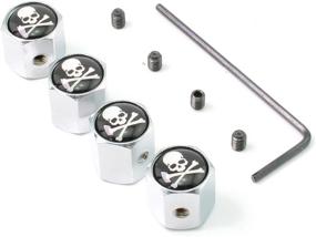 img 4 attached to IDoood Anti-Theft Car Wheel Tire Valve Stem Cap Universal With Tool (Logo:For Skull)