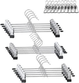 img 4 attached to Space-Saving Closet Organization: Qualsen Pant Hangers with Clips - 15 Pcs Heavy Duty Metal Trouser Clip Hangers for Skirts - Efficient Organizer