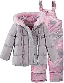 img 1 attached to ❄️ LONDON FOG Girls' Snowsuit & Snowbib Set with Puffer Jacket