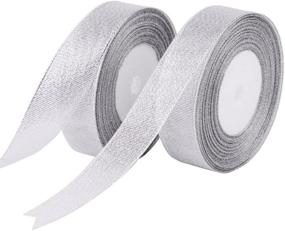 img 4 attached to 🎀 Feyarl Sparkling Silver Glitter Metallic Ribbon - 50 Yards Crafters Wedding Holiday Decoration Ribbon