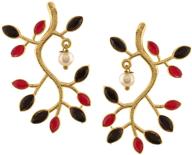 indian ethnic 14k gold plated kundan pearl leaf floral drop earrings set with crystal embellishments - exquisite jewelry logo