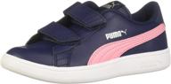 👟 puma girls' smash v2 velcro sneaker, elderberry-indigo-silver-white, size 2 little kid, m us logo