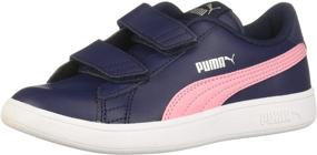 img 4 attached to 👟 PUMA Girls' Smash V2 Velcro Sneaker, Elderberry-Indigo-Silver-White, Size 2 Little Kid, M US