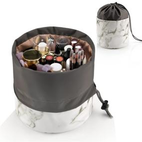 img 4 attached to Efficient Portable Cosmetics Organizer: Drawstring Bag for Men with Stylish Marble Design