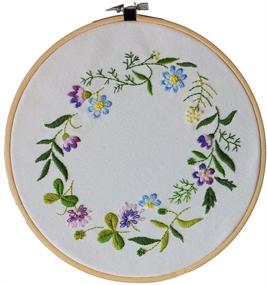 img 4 attached to 🧵 ADCorner Embroidery Starter Kit: DIY Floral Embroidery with Pre-Printed Pattern - Includes 8'' Bamboo Hoop, Color Threads, Needles, and Handicraft Tools for Stress Relief and Anti-Anxiety