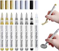 8-pack of 0.7mm metallic acrylic paint pens for wood, glass, metal, and ceramic - permanent markers in gold, silver, black, and white - water-based logo