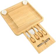 🧀 bamboo cheese board and knife set with magnetic slide-out drawer, ceramic bowls - perfect charcuterie board logo