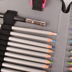 img 1 attached to 🖊️ MarsPie Colored Pencils Case - Large PU Leather Organizer with 184 Slots Pencil Holder(Black)
