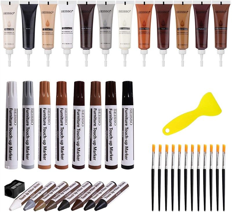 Katzco Furniture Repair Kit Wood Markers - Set of 13 - Light Colored  Markers and Wax