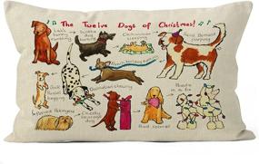 img 2 attached to 🎄 YUESHARE Christmas Dog Lover Gifts - Funny Dog Drawing Linen Throw Pillow Cover, 12 x 20 Inch, Perfect for Home Living Room Bedroom Decor