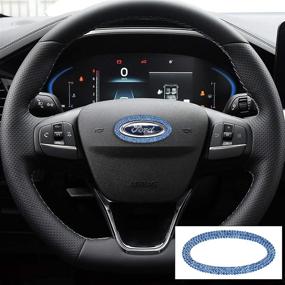 img 4 attached to Enhance your Ford's Interior with TopDall Steering Wheel Bling Crystal Shiny Diamond Accessory - Blue Sticker