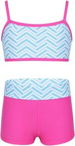 img 4 attached to 🏻 Sporty Solid Color Girls' Kids Bra Top and Stretch Short Pants Set for Gymnastics, Dancing, or Swimming