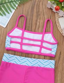 img 2 attached to 🏻 Sporty Solid Color Girls' Kids Bra Top and Stretch Short Pants Set for Gymnastics, Dancing, or Swimming