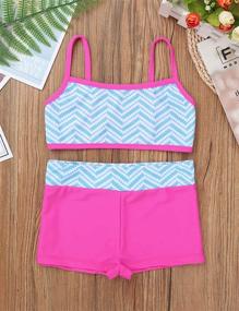 img 3 attached to 🏻 Sporty Solid Color Girls' Kids Bra Top and Stretch Short Pants Set for Gymnastics, Dancing, or Swimming