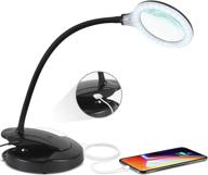 brightech lightview magnifying glass & led lamp: dimmable, usb charging, with stand & clamp - enjoy music as you work - ideal for crafting, reading - 1.75x magnification - black логотип