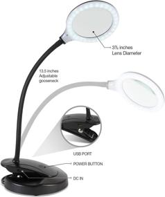 img 3 attached to Brightech Lightview Magnifying Glass & LED Lamp: Dimmable, USB Charging, with Stand & Clamp - Enjoy Music As You Work - Ideal for Crafting, Reading - 1.75x Magnification - Black