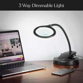 img 2 attached to Brightech Lightview Magnifying Glass & LED Lamp: Dimmable, USB Charging, with Stand & Clamp - Enjoy Music As You Work - Ideal for Crafting, Reading - 1.75x Magnification - Black