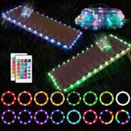 🌽 enhance your cornhole game with led cornhole lights - 16 color changing rgb edge and ring lights with remote control – waterproof, 2 sets – ideal gift for backyard outdoor bean bag toss логотип