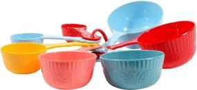 img 4 attached to 🥄 Pioneer Woman's Timeless Beauty 7-Piece Melamine Measuring Cup Set – Perfect for Precise Cooking Measurements