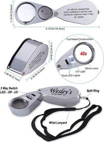 img 1 attached to 🔍 Wesley's 40X Jewelers Loupe Magnifier Hand Lens: LED/UV Illuminated Jewelry Magnifying Glass with Travel Case for Gardening, Kids, Coin, Stamp, and Rock Collecting – Your Ideal Companion!