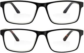 img 1 attached to 👓 Yogo Vision Bifocal Reading Glasses: Stylish Retro Rectangle MultiFocal Readers for Men and Women with Spring Hinges