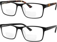 👓 yogo vision bifocal reading glasses: stylish retro rectangle multifocal readers for men and women with spring hinges logo