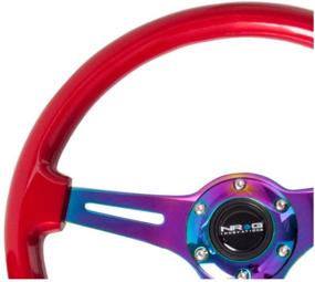 img 1 attached to NRG Innovations ST-015MC-RD Wood Grain Steering Wheel (350mm, 3 Neochrome Spokes with Red Grip)