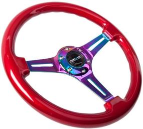 img 2 attached to NRG Innovations ST-015MC-RD Wood Grain Steering Wheel (350mm, 3 Neochrome Spokes with Red Grip)