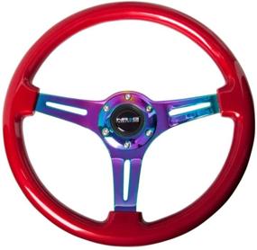img 3 attached to NRG Innovations ST-015MC-RD Wood Grain Steering Wheel (350mm, 3 Neochrome Spokes with Red Grip)