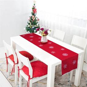 img 1 attached to 🎄 Aytai 16 x 72 Inch Christmas Table Runner: Embroidered Red Table Linens for Festive Christmas Decorations