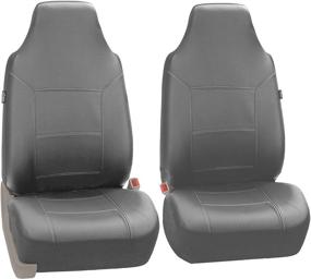 img 3 attached to FH Group Universal Fit Full Set High Back Royal Seat Cover - PU Leather (Solid Gray) (Airbag Compatible And Rear Split