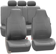 fh group universal fit full set high back royal seat cover - pu leather (solid gray) (airbag compatible and rear split logo