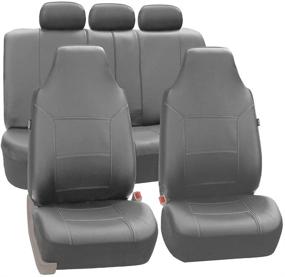img 4 attached to FH Group Universal Fit Full Set High Back Royal Seat Cover - PU Leather (Solid Gray) (Airbag Compatible And Rear Split