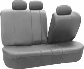 img 1 attached to FH Group Universal Fit Full Set High Back Royal Seat Cover - PU Leather (Solid Gray) (Airbag Compatible And Rear Split
