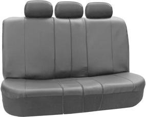 img 2 attached to FH Group Universal Fit Full Set High Back Royal Seat Cover - PU Leather (Solid Gray) (Airbag Compatible And Rear Split