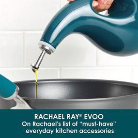 img 3 attached to 🍶 Rachael Ray Solid Glaze Ceramics EVOO Olive Oil Bottle Dispenser with Spout - 24 Ounce, Marine Blue: Premium Kitchen Essential by Rachael Ray - 46237