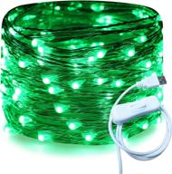 🌟 ruichen usb fairy lights - 33 ft 100 led firefly string lights with on/off switch, waterproof silver wire christmas lights for bedroom wall ceiling wreath crafts wedding party - green logo