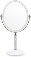 💄 sguten makeup desk mirror - 3x magnifying, standing portable double sided vintage mirrors | 360° rotation, compact & detachable bling table top vanity mirror for traveling | medium white logo