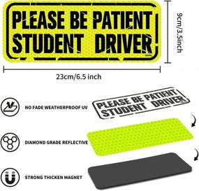 img 3 attached to 🚗 CREATRILL Reflective Tattered Student Driver Magnet Car Sign Set of 3 - Distressed Vehicle Bumper Magnets with Strong Magnetic Safety Sticker for New Driver Learning.