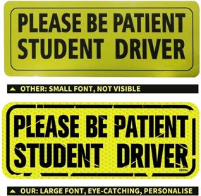 img 2 attached to 🚗 CREATRILL Reflective Tattered Student Driver Magnet Car Sign Set of 3 - Distressed Vehicle Bumper Magnets with Strong Magnetic Safety Sticker for New Driver Learning.