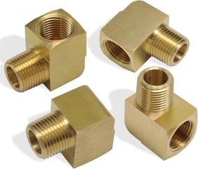 img 4 attached to KOOTANS 4pcs 1/4 NPT Brass Street Elbow Fittings, 1/4 NPT Male to Female Thread 90 Degree Elbow, Forged Brass Pipe Fitting