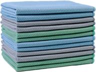 🧽 12 pack of polyte microfiber glass cleaning cloths - 14 x 14 in. (blue, gray, green) logo