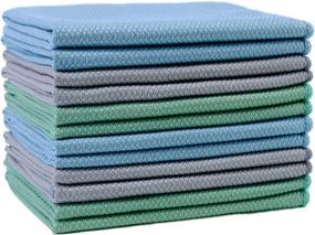 img 4 attached to 🧽 12 Pack of Polyte Microfiber Glass Cleaning Cloths - 14 x 14 in. (Blue, Gray, Green)