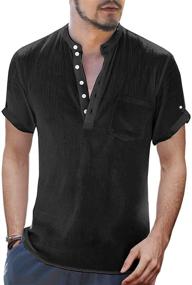 img 4 attached to Zhaovis Sleeve Henley Shirts Cotton