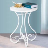 🪑 beautifully crafted solid wood end table with carved metal legs – modern accent coffee table and nightstand for living room, bedroom, and office – 22in height, white finish – 15.75in round логотип