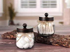 img 1 attached to Mason Jar Bathroom Storage Organizer - Rustic Farmhouse Oil Rubbed Bronze Decor - Qtips, Cotton Swabs, Flossers & More - 2 Pack Set