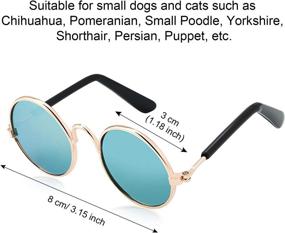 img 3 attached to 6-Piece Funny Cute Cat and Small Dog Sunglasses, Classic Retro Circular Metal Prince Sunglasses, Eye-wear for Photos, Props, Accessories, and Cosplay Glasses (Black and Mix Reflective Color)