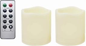 img 4 attached to 🕯️ Set of 2 Waterproof Outdoor Battery Operated Flameless LED Pillar Candles with Remote Control, Flickering Plastic Electric Decorative Lights for Home Décor, Garden, Patio, Party, Wedding Supplies - 3x3 Inches