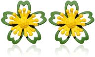 chunyanan yellow daisy flower stud earrings - elegant hollow style, cute floral jewelry for women & girls, fresh charm, perfect gift logo