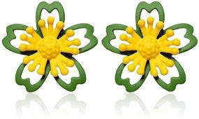 img 4 attached to CHUNYANAN Yellow Daisy Flower Stud Earrings - Elegant Hollow Style, Cute Floral Jewelry for Women & Girls, Fresh Charm, Perfect Gift